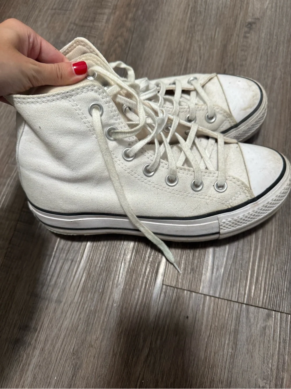Converse High-Top Canvas Sneakers in Off-White